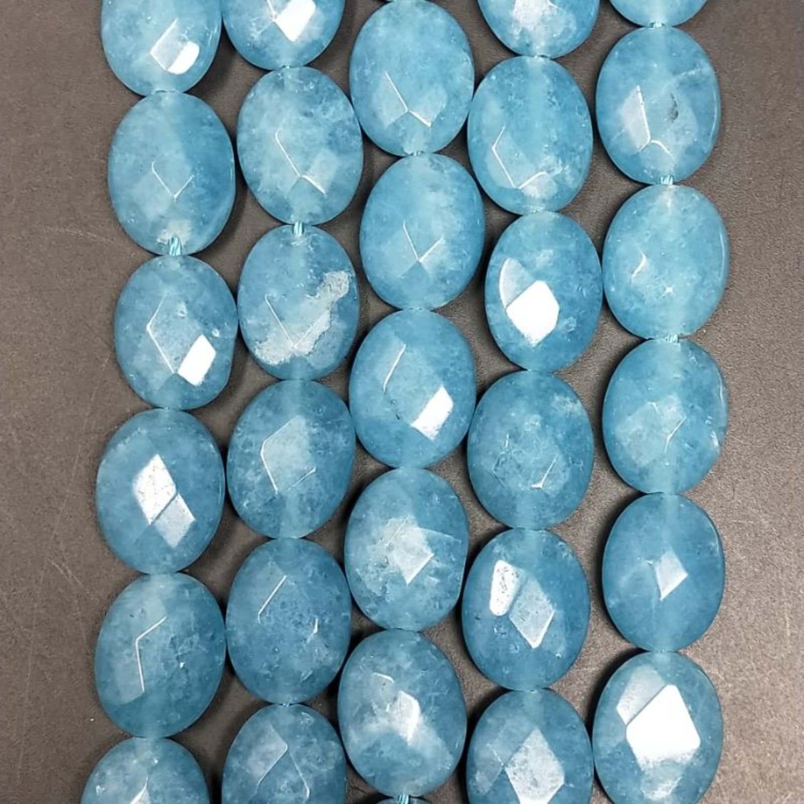 Angelite in Perline Forma Ovale Piatto Sfaccettato Foro Passante 12X16mm