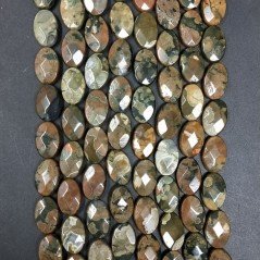 Riolite Naturale in Perline Forma Ovale Piatto Sfaccettato Foro Passante 08x12mm
