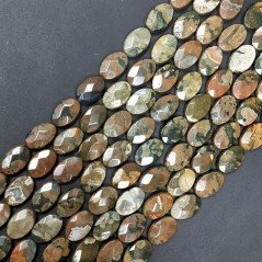 Riolite Naturale in Perline Forma Ovale Piatto Sfaccettato Foro Passante 08x12mm