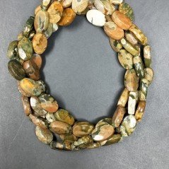 Riolite Naturale in Perline Forma Ovale Piatto Sfaccettato Foro Passante 08x12mm
