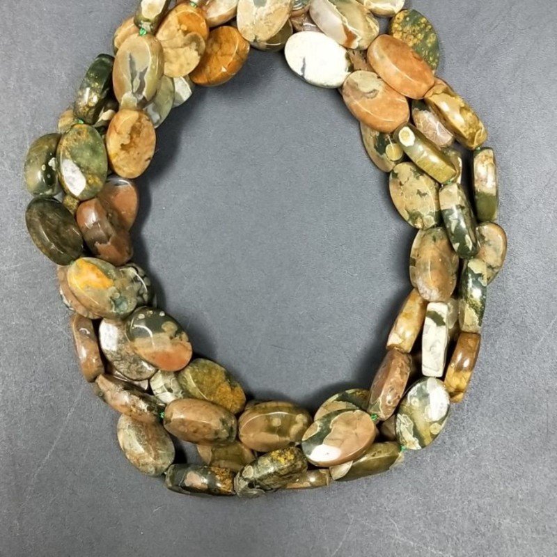 Riolite Naturale in Perline Forma Ovale Piatto Sfaccettato Foro Passante 08x12mm