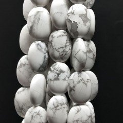 Aulite Bianca Naturale in Perline Forma Ovale Piatto Liscio Foro Passante 13x18mm
