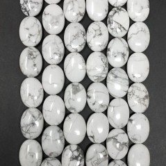Aulite Bianca Naturale in Perline Forma Ovale Piatto Liscio Foro Passante 13x18mm