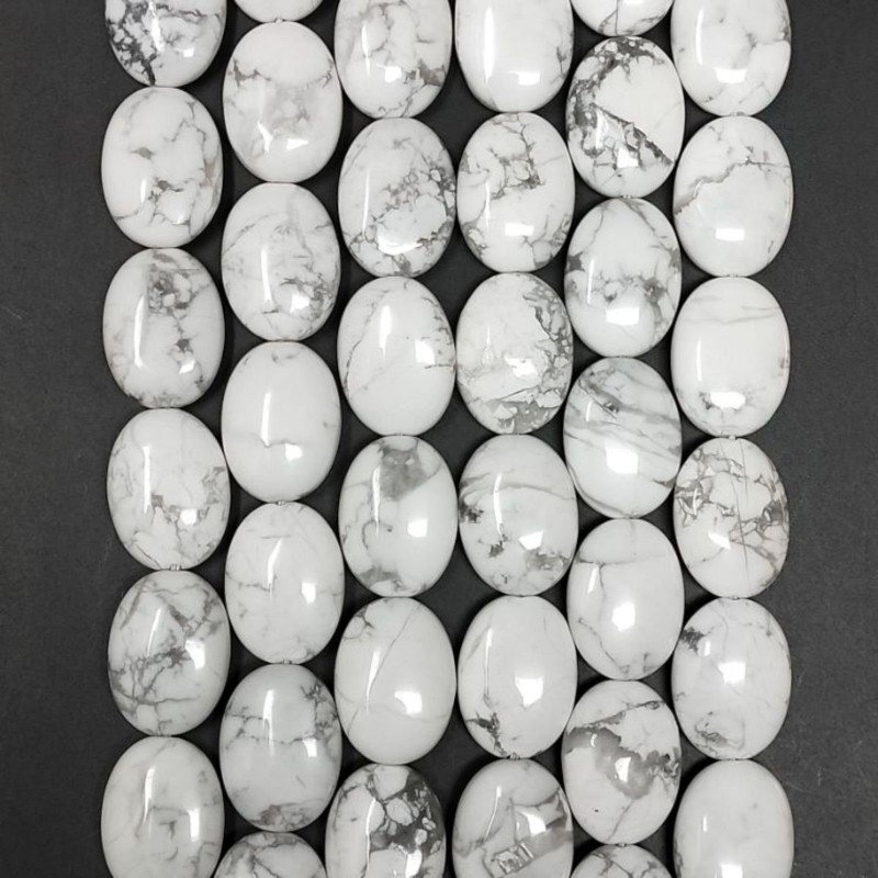Aulite Bianca Naturale in Perline Forma Ovale Piatto Liscio Foro Passante 13x18mm