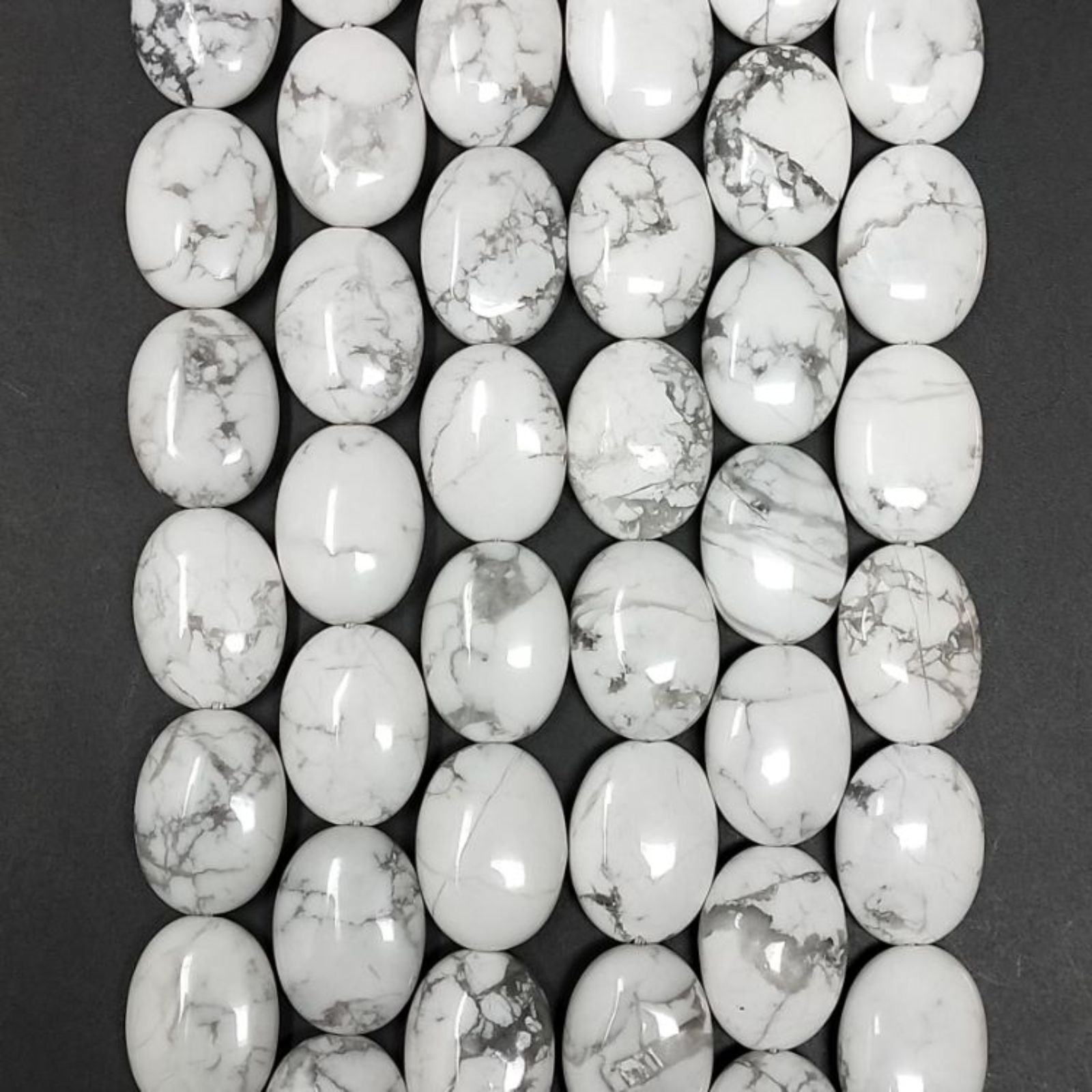 Aulite Bianca Naturale in Perline Forma Ovale Piatto Liscio Foro Passante 13x18mm