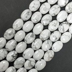 Aulite Bianca Naturale in Perline Forma Ovale Piatto Liscio Foro Passante 13x18mm