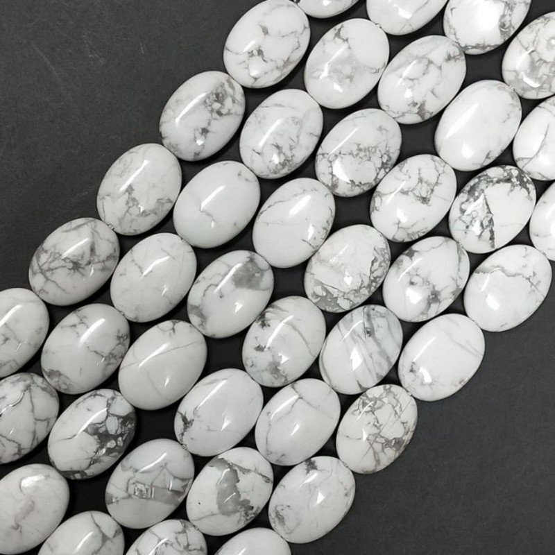 Aulite Bianca Naturale in Perline Forma Ovale Piatto Liscio Foro Passante 13x18mm