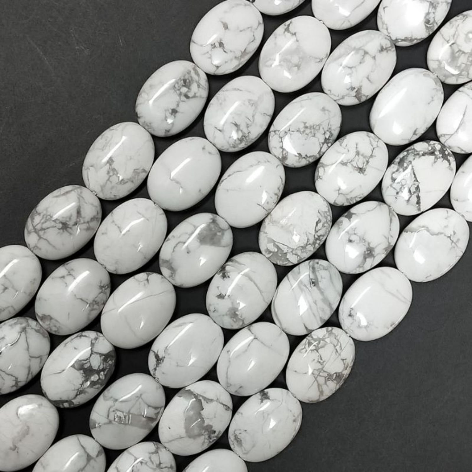 Aulite Bianca Naturale in Perline Forma Ovale Piatto Liscio Foro Passante 13x18mm