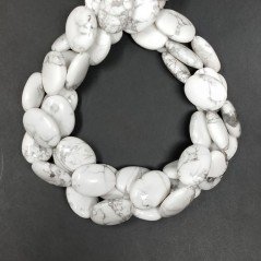 Aulite Bianca Naturale in Perline Forma Ovale Piatto Liscio Foro Passante 13x18mm