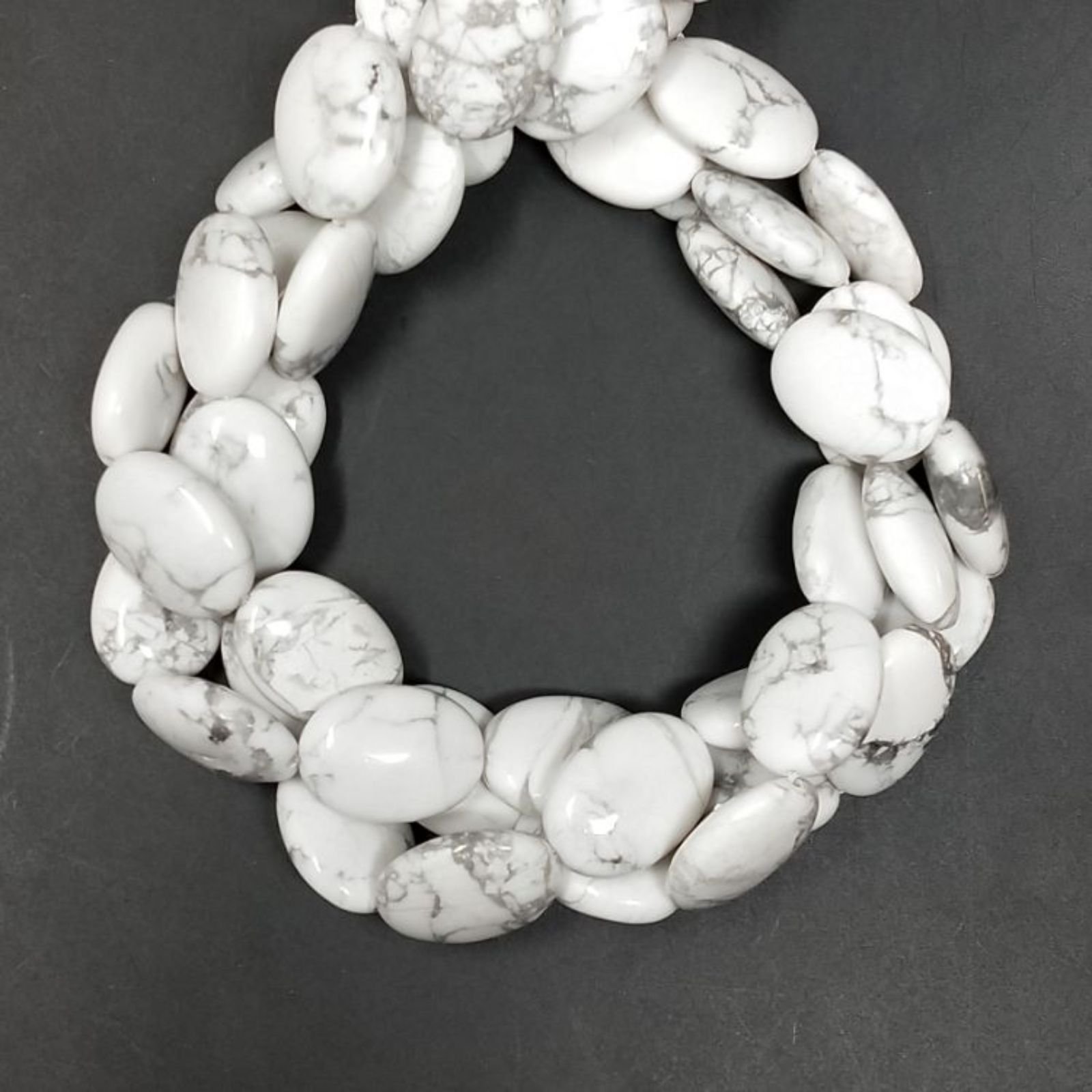 Aulite Bianca Naturale in Perline Forma Ovale Piatto Liscio Foro Passante 13x18mm