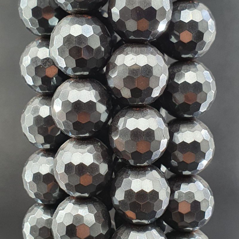 Ematite Naturale Perline Forma Tondo Sfaccettato 14mm