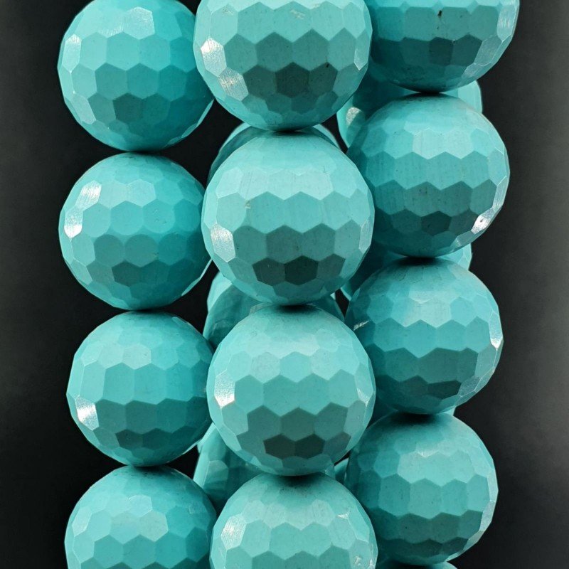 Turchese 6 Fiori Perline Forma Tondo Sfaccettato 20mm