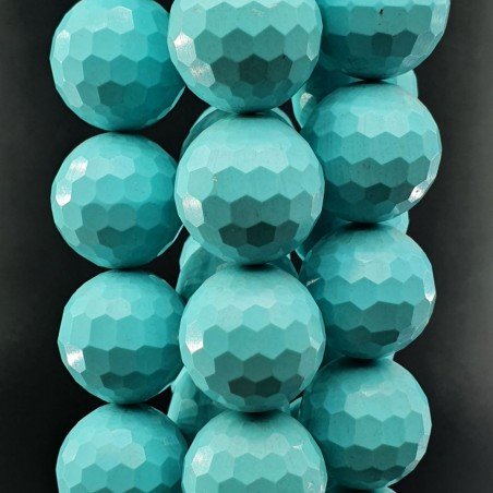 Turchese 6 Fiori Perline Forma Tondo Sfaccettato 20mm