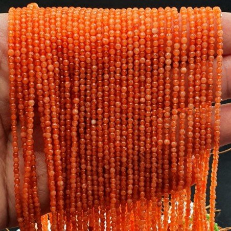 Giada Arancione Perline Forma Tondo Sfaccettato 02mm