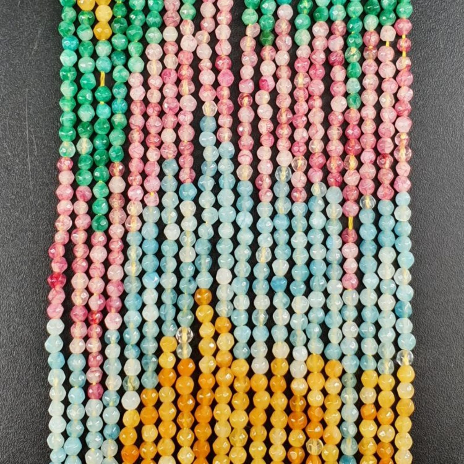Giada Acquamarina Multicolore Perline Forma Tondo Sfaccettato 02mm