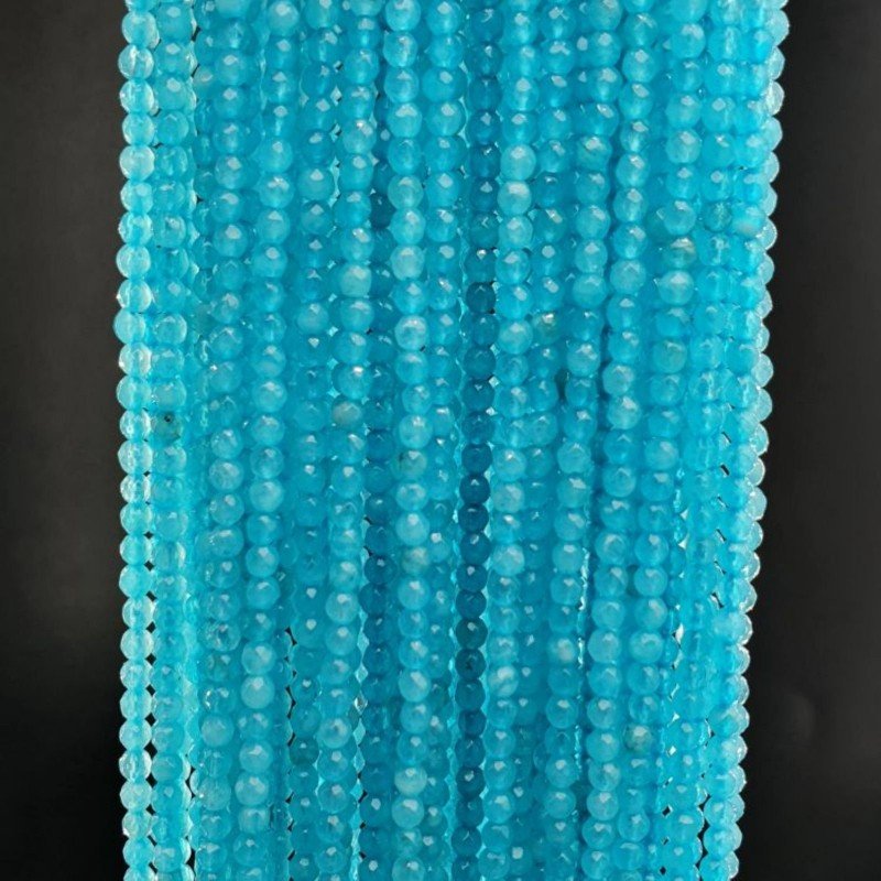 Angelite Celeste Perline Forma Tondo Sfaccettato 02mm
