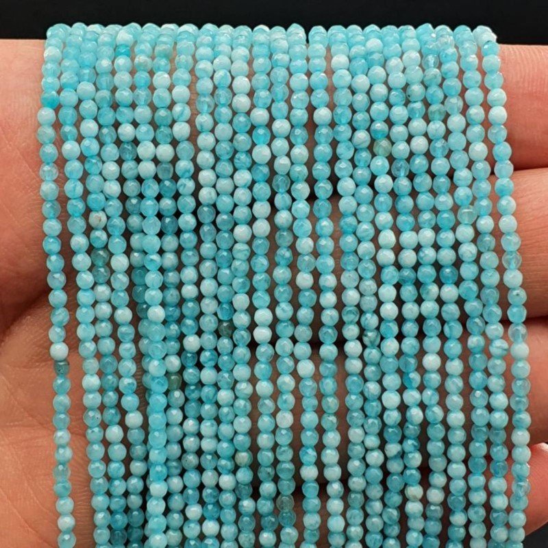 Angelite Celeste Multi Perline Forma Tondo Sfaccettato 02mm
