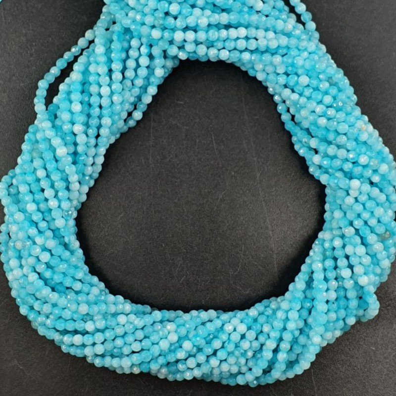 Angelite Celeste Multi Perline Forma Tondo Sfaccettato 02mm
