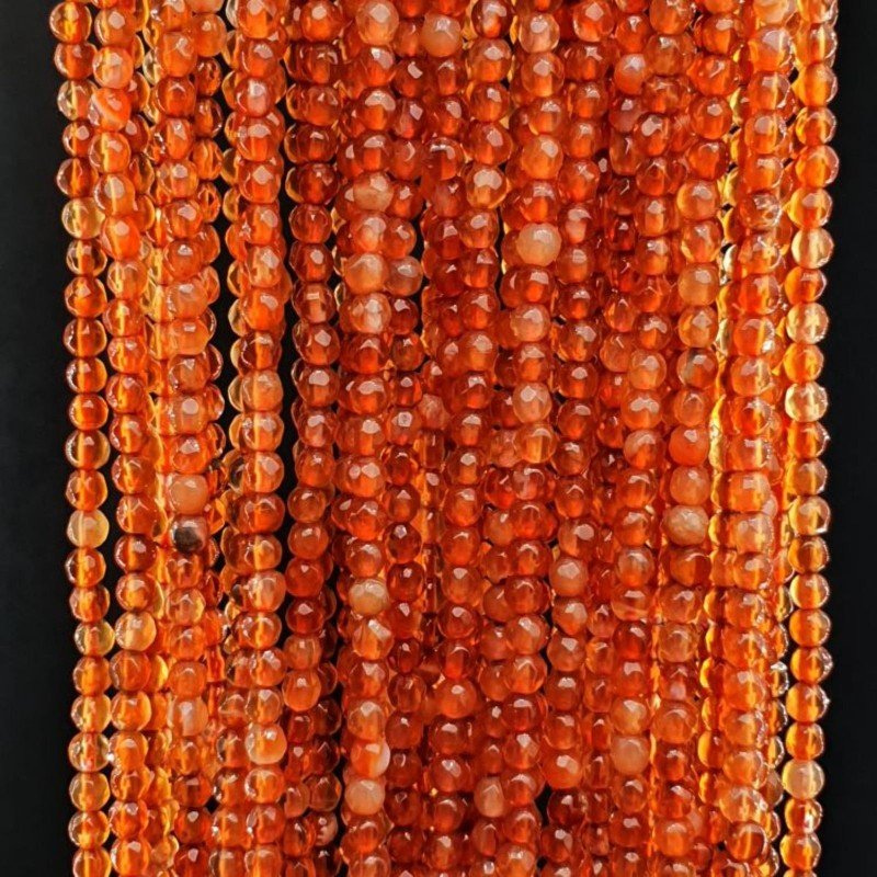 Corniola Chiaro Perline Forma Tondo Sfaccettato 02mm