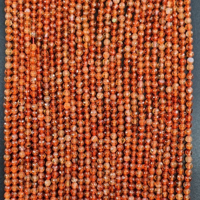 Corniola Chiaro Perline Forma Tondo Sfaccettato 02mm