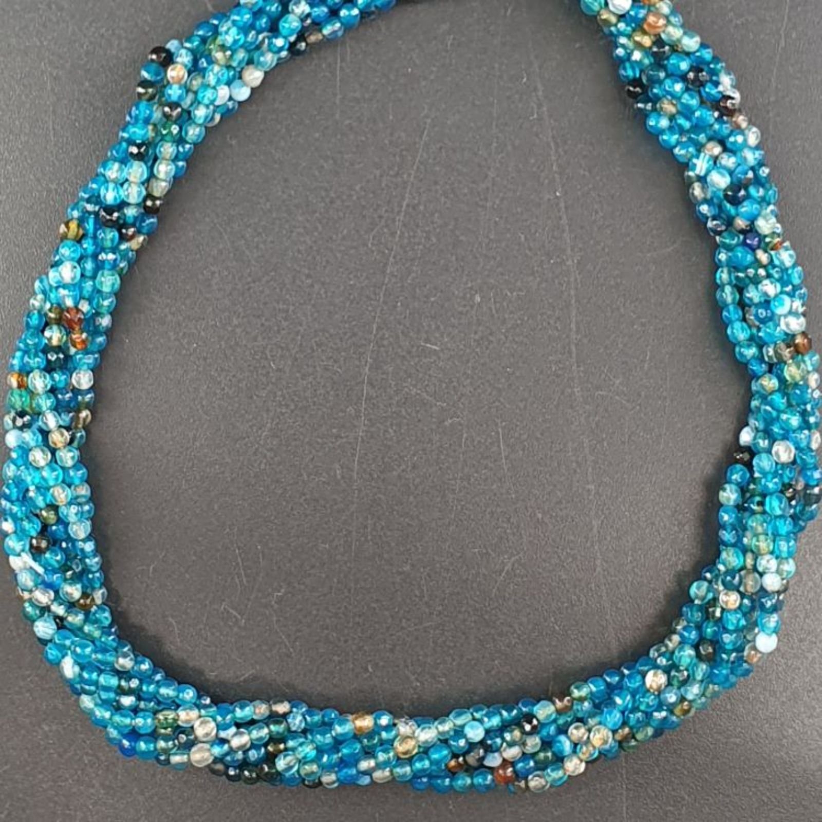 Agata Brasiliana Blu Perline Forma Tondo Sfaccettato 02mm