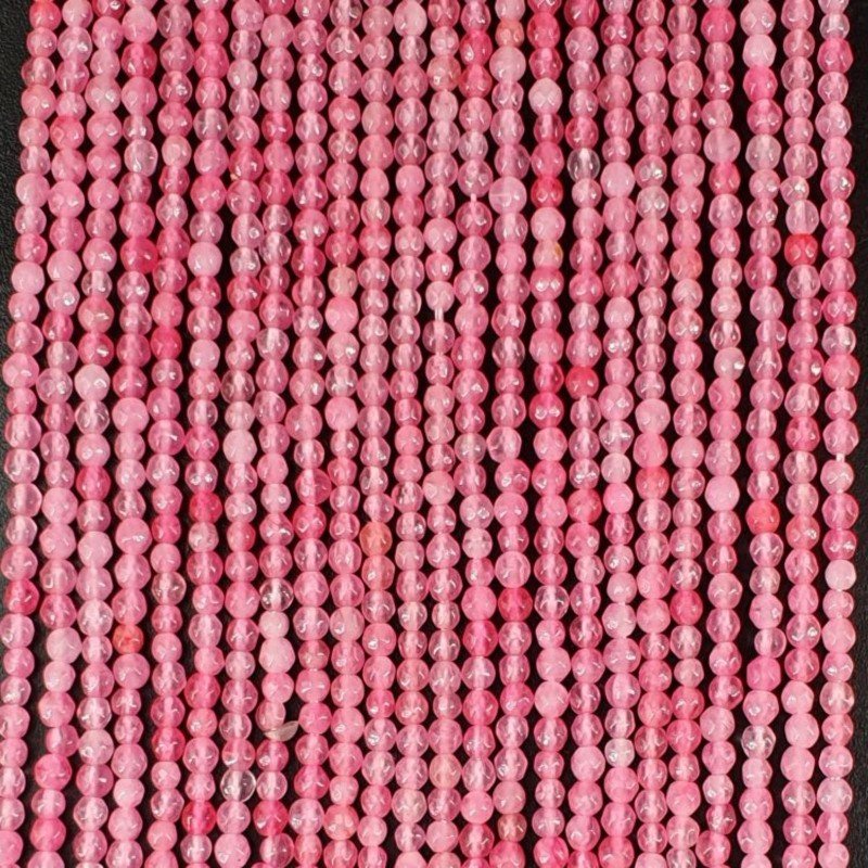 Agata Brasiliana Rosa Scuro Perline Forma Tondo Sfaccettato 02mm
