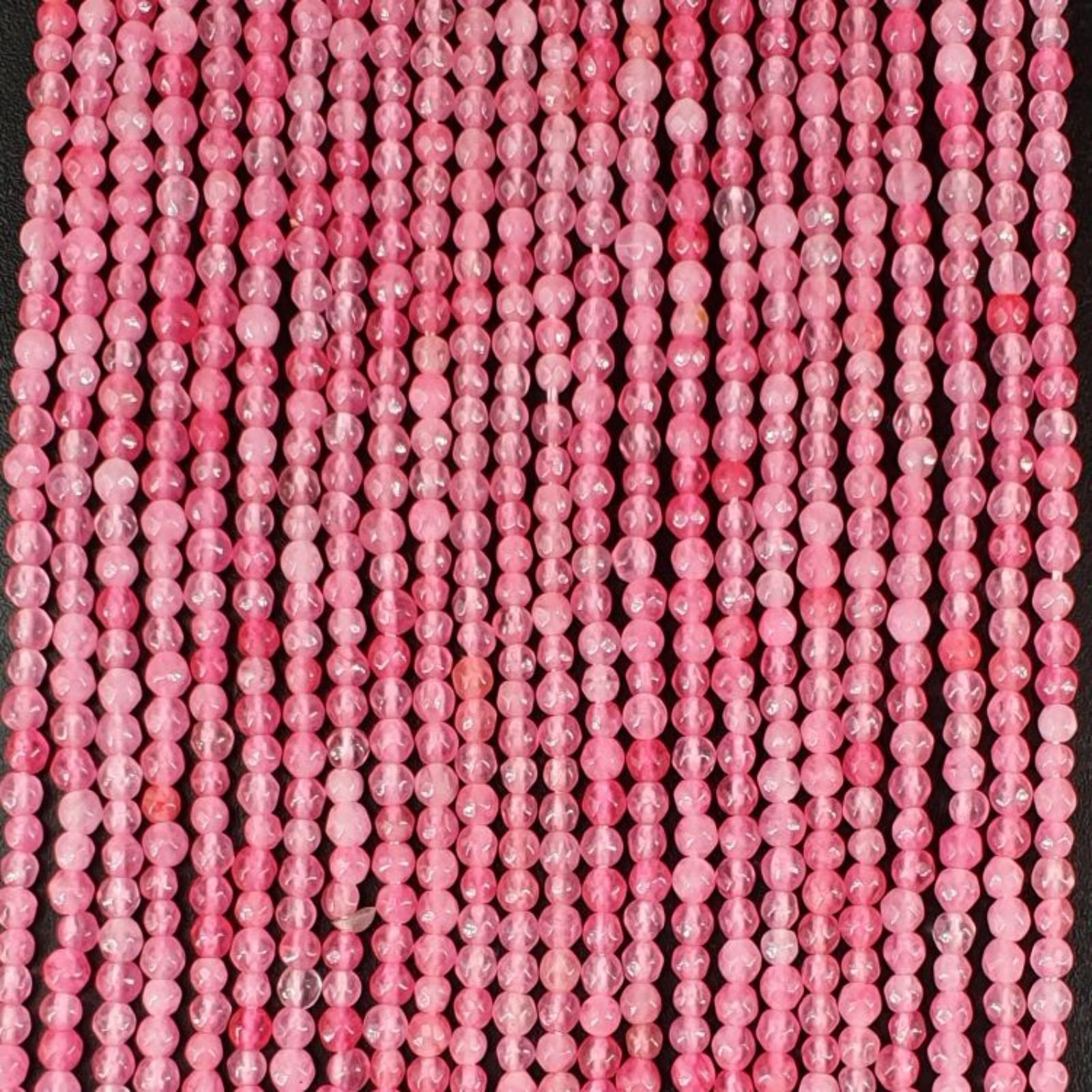 Agata Brasiliana Rosa Scuro Perline Forma Tondo Sfaccettato 02mm