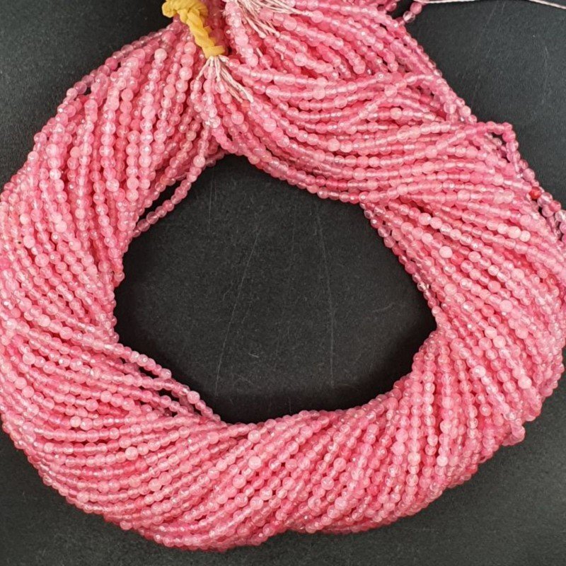 Agata Brasiliana Rosa Scuro Perline Forma Tondo Sfaccettato 02mm
