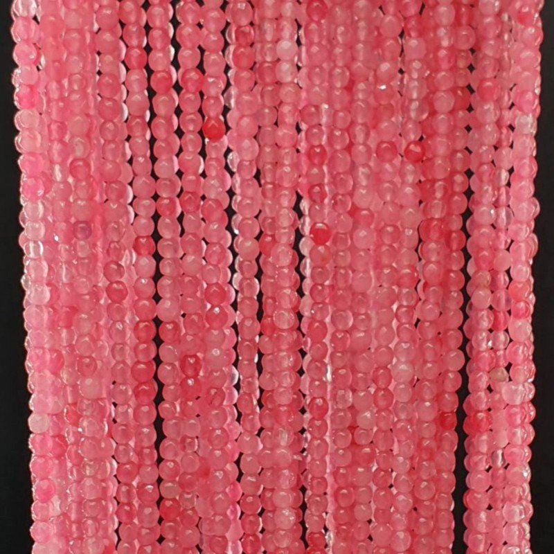 Agata Brasiliana Rosa Scuro Perline Forma Tondo Sfaccettato 02mm
