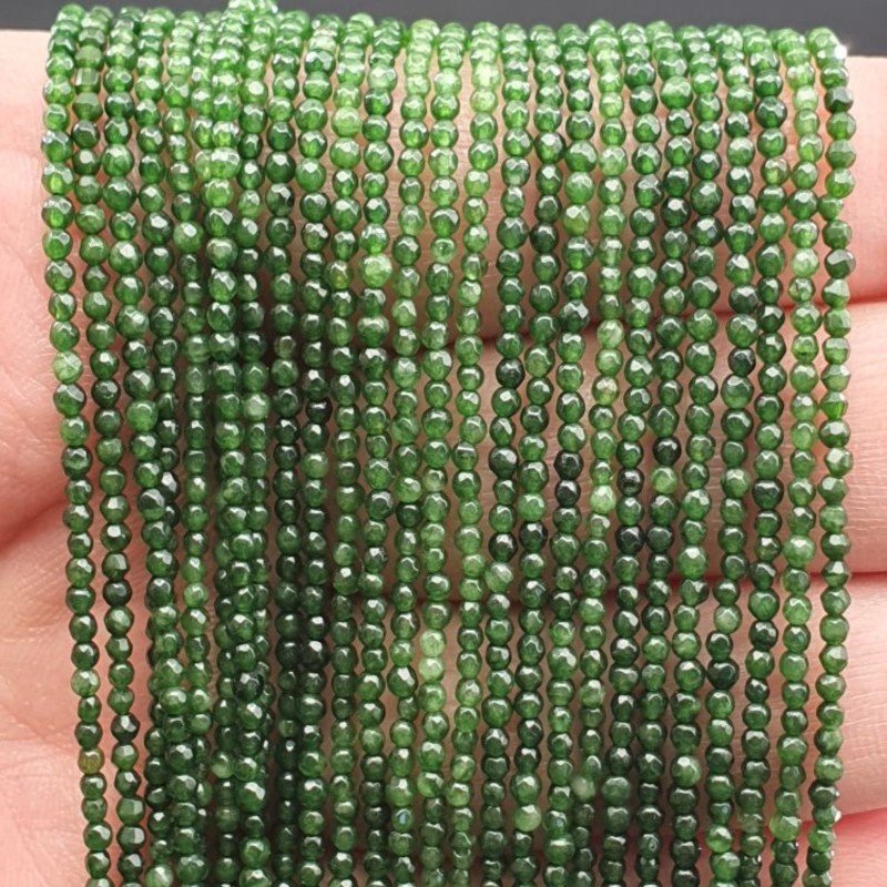 Perline Di Giada Verde Naturale Sfaccettate 2-3mm – Filo Da 33 Cm, Confezione Da 2 – Fatte A Mano Dal Giappone - 2