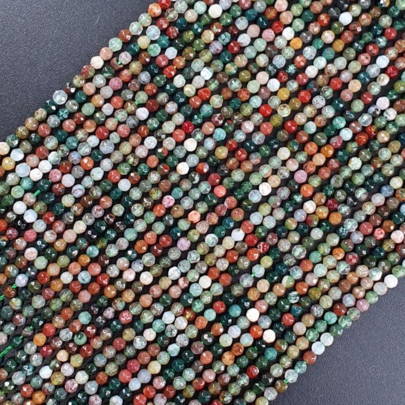 Agata Indiana Multicolore Perline Forma Tondo Sfaccettato 02mm