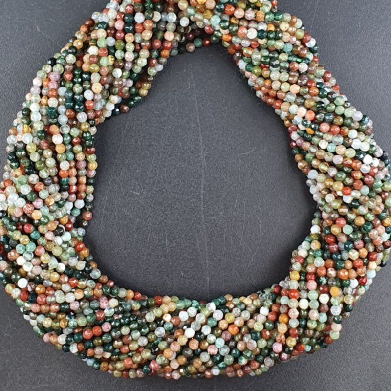 Agata Indiana Multicolore Perline Forma Tondo Sfaccettato 02mm