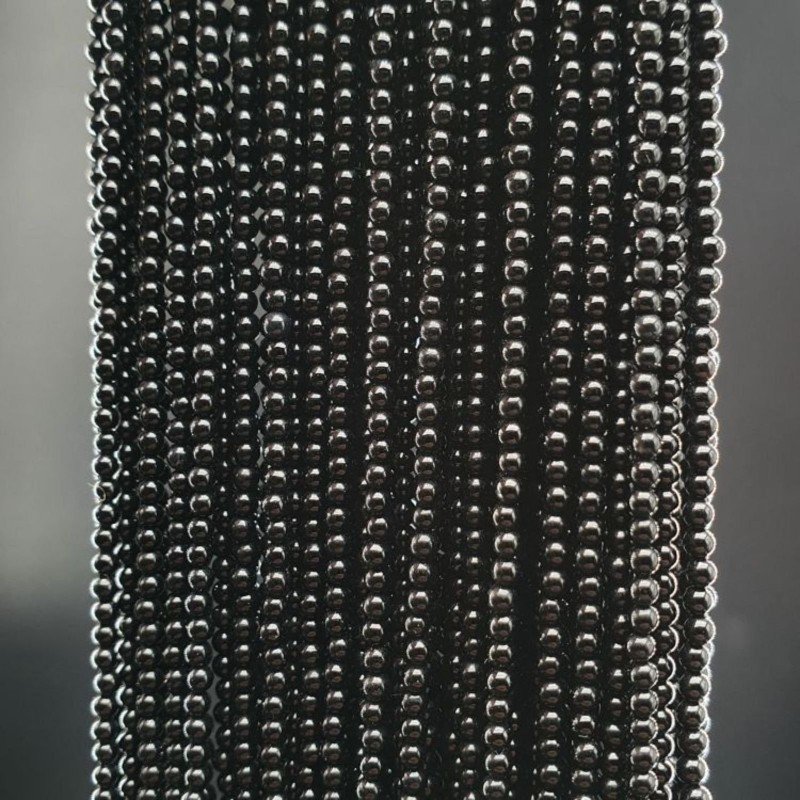 Onice Nera Perline Forma Tondo Liscio 02mm