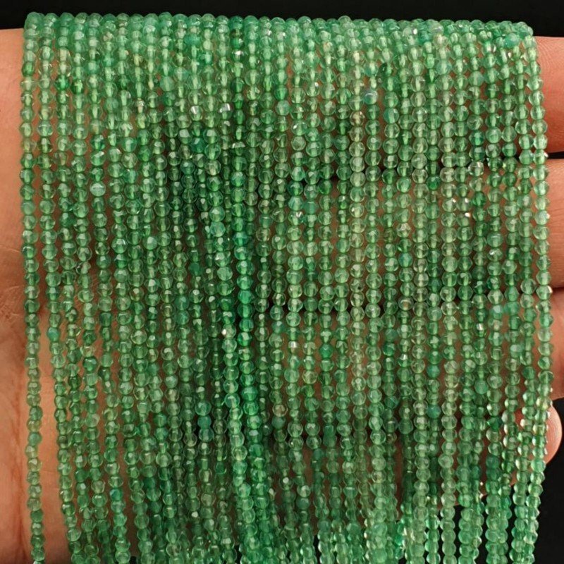 Agata Verde Perline Forma Tondo Sfaccettato 02mm