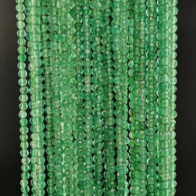 Agata Verde Perline Forma Tondo Sfaccettato 02mm