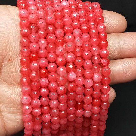 Giada Rosa Perline Forma Tondo Sfaccettato 06mm