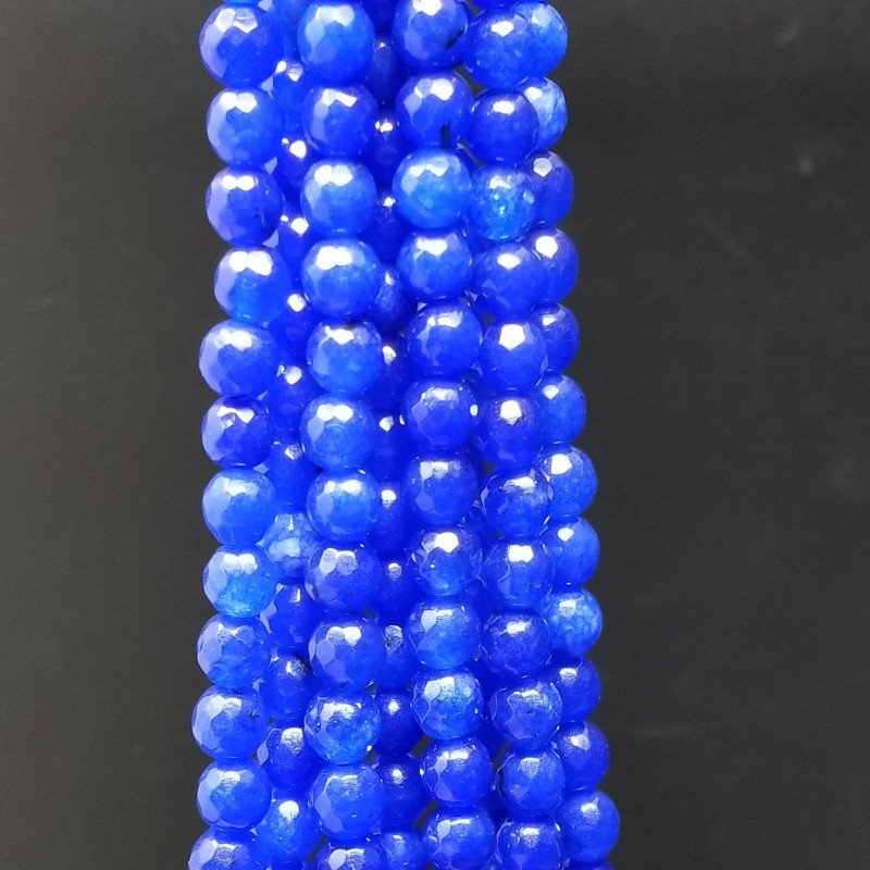 Giada Blu Perline Forma Tondo Sfaccettato 06mm