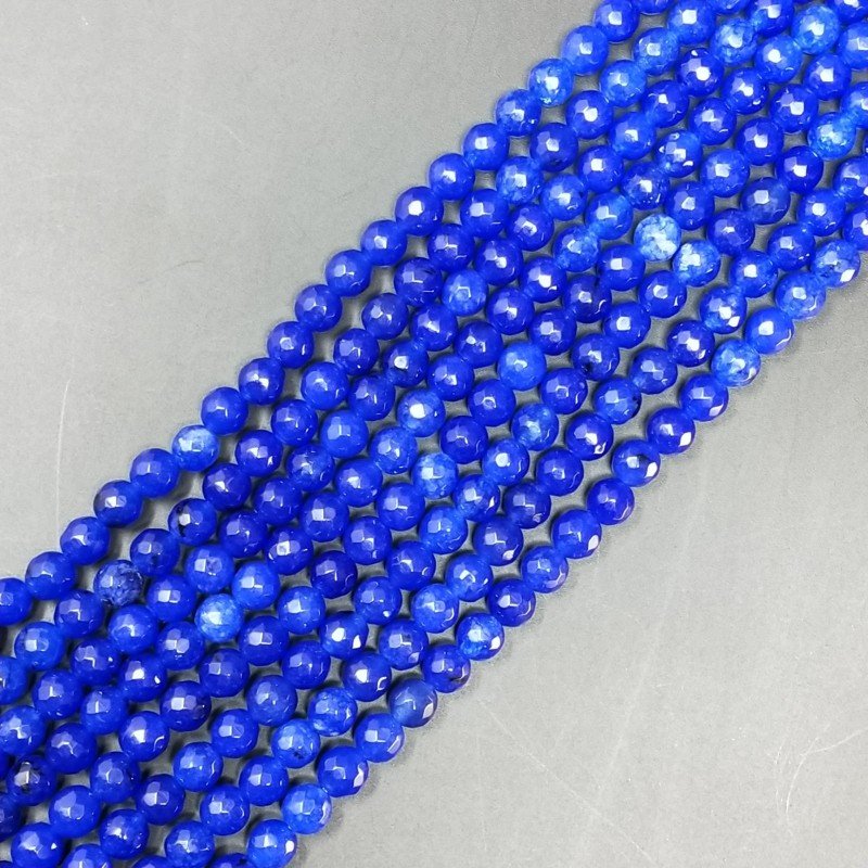 Giada Blu Perline Forma Tondo Sfaccettato 06mm