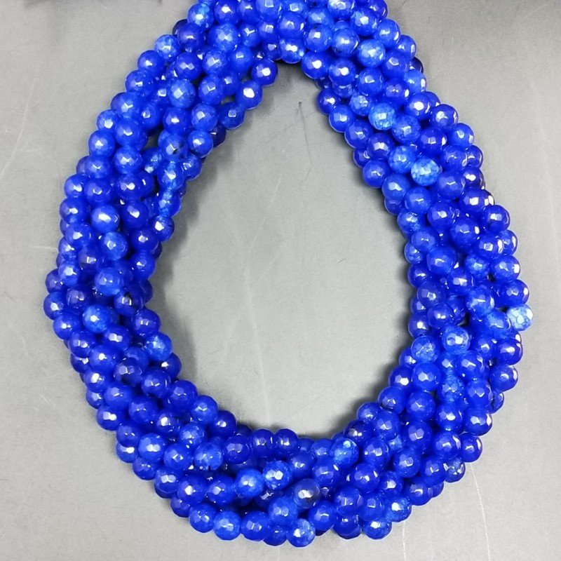 Giada Blu Perline Forma Tondo Sfaccettato 06mm