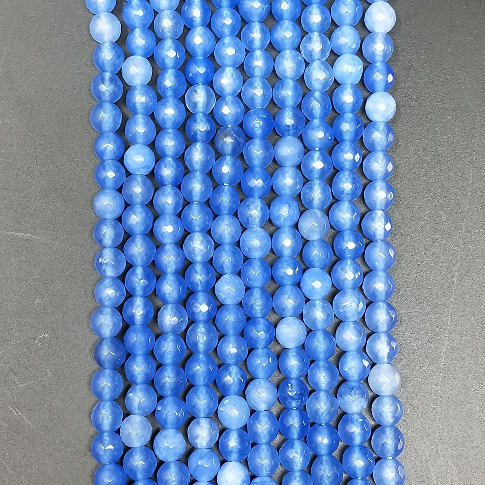 Giada Azzurra Perline Forma Tondo Sfaccettato 06mm
