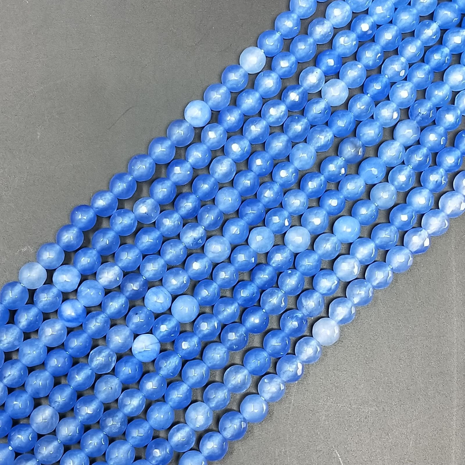 Giada Azzurra Perline Forma Tondo Sfaccettato 06mm