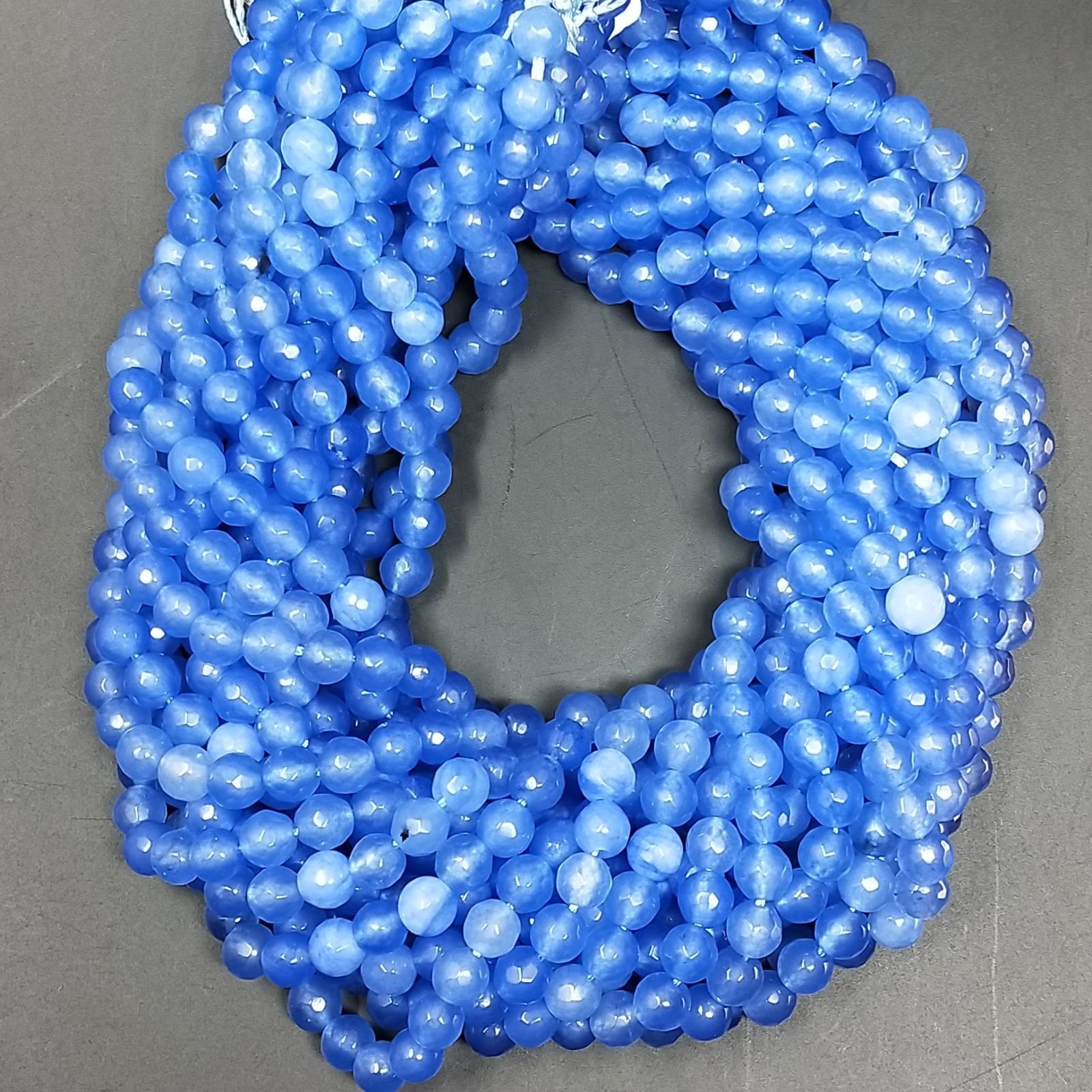 Giada Azzurra Perline Forma Tondo Sfaccettato 06mm