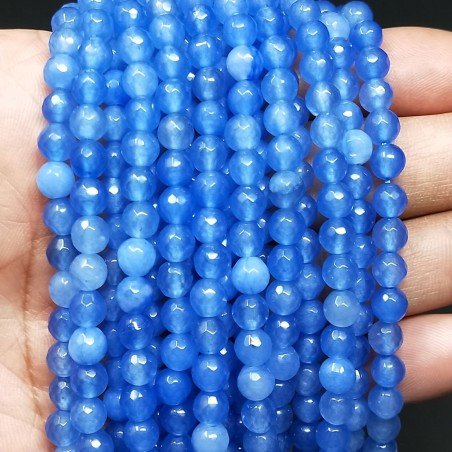 Giada Azzurra Perline Forma Tondo Sfaccettato 06mm