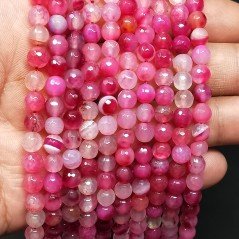 Agata Brasiliana Fucsia Sfumato Perline Forma Tondo Sfaccettato 06mm