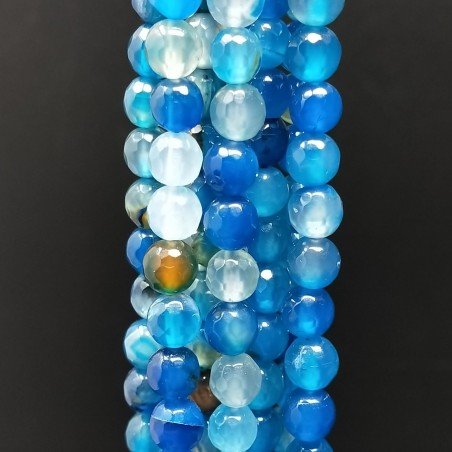 Agata Brasiliana Blu Sfumato Perline Forma Tondo Sfaccettato 06mm