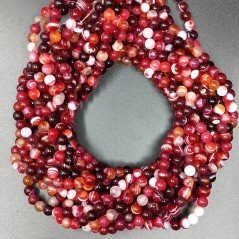 Agata Brasiliana Rossa Ruby Striata Perline Forma Tondo Liscio 06mm