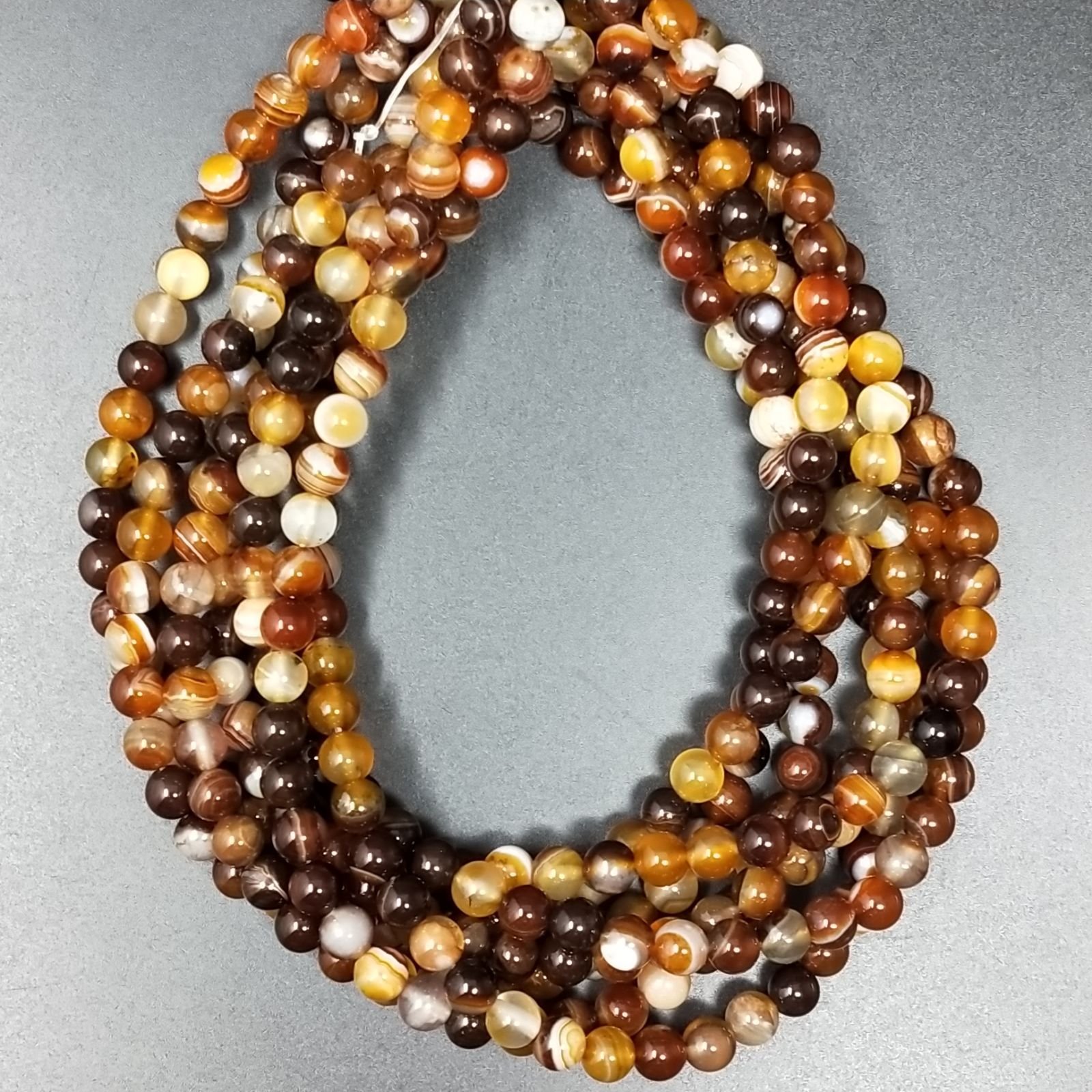Agata Botswana Ocra Striata Perline Forma Tondo Liscio 06mm