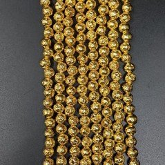 Pietra Lavica Dorato Perline Forma Tondo Grezzo 06mm