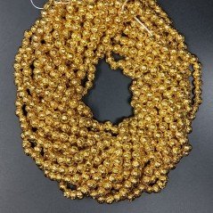 Pietra Lavica Dorato Perline Forma Tondo Grezzo 06mm