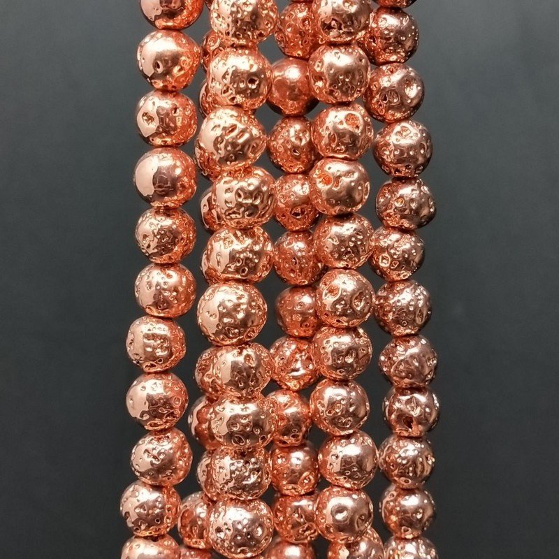 Pietra Lavica Rosato Perline Forma Tondo Grezzo 06mm